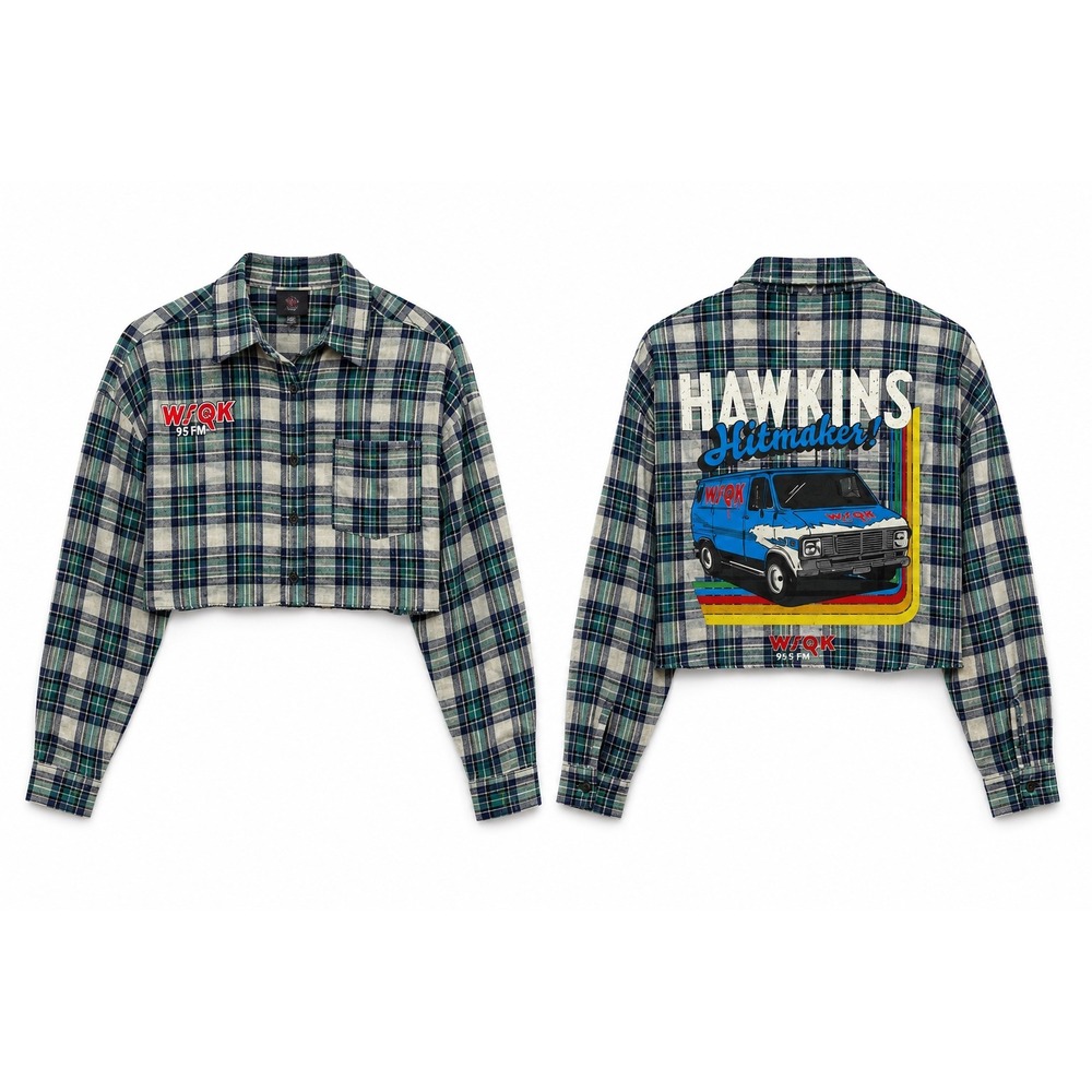 NWT Stranger Things x No Boundaries Hawkins Plaid Crop Top Grunge Size L - Picture 5 of 5